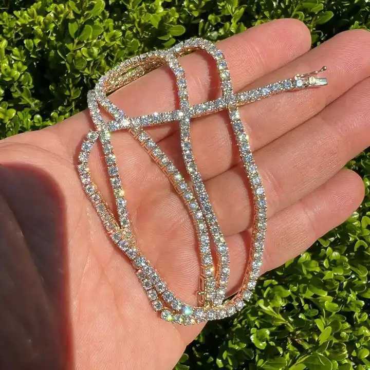 4mm VVS Chain 925 Sterling Silver Pass Diamond Tester Iced Out Hiphop Moissanite Tennis Chain