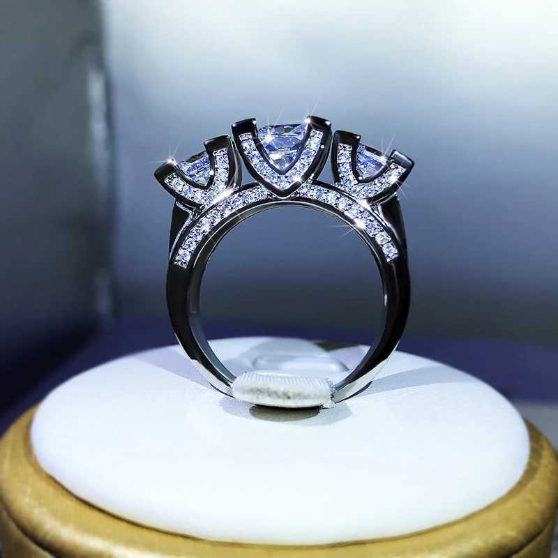 925 Sterling Silver Luxury Crystal Square Rings With Big Stone Bridal Wedding Engagement Ring Female Zircon Ring for WomenXJ250104