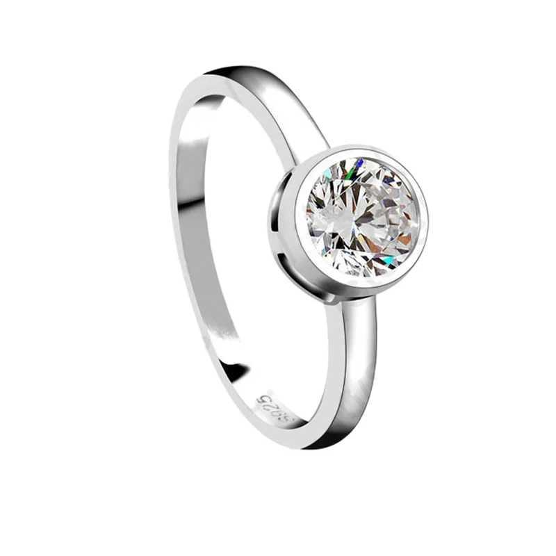 Simple Round Cubic Zirconia Jewelry Women Tren 925 Sterling Silver Rings for Female Wedding Bridal Anillos Hot SaleXJ250514