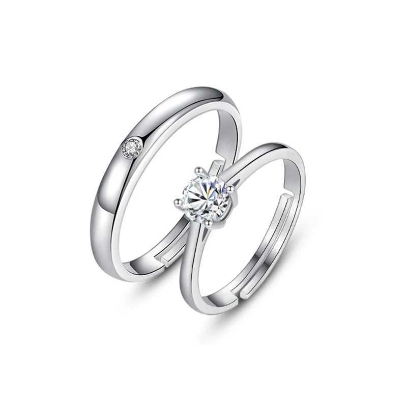 Womans 925 Sterling Silver Fashion Jewelry New Crystal Zircon Couple Rings For Men XY0345XJ250104