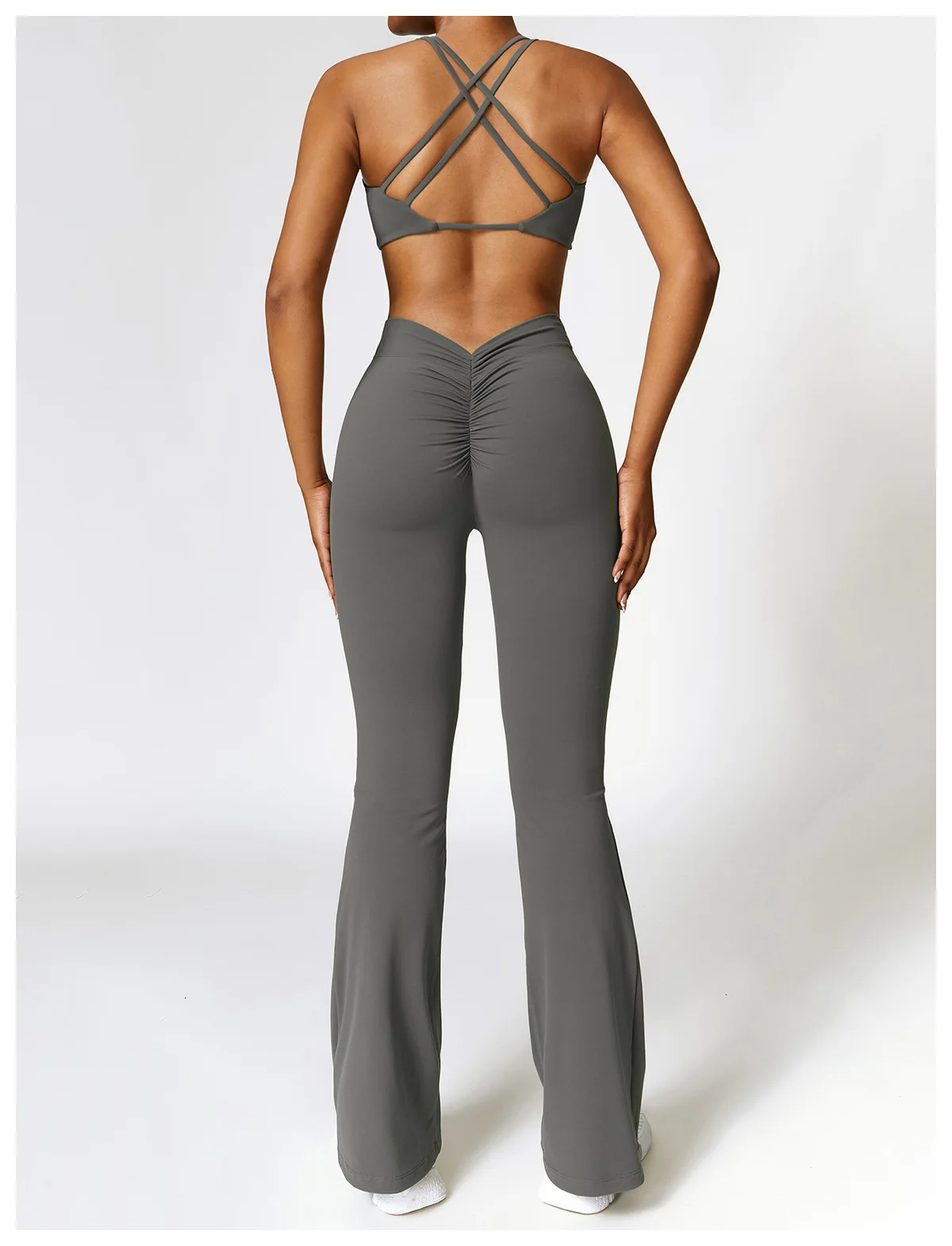 Yoga 2 Pieces Gym Set Workout Clothes For Women Seamless High Waist Leggings Sports Bra Suit