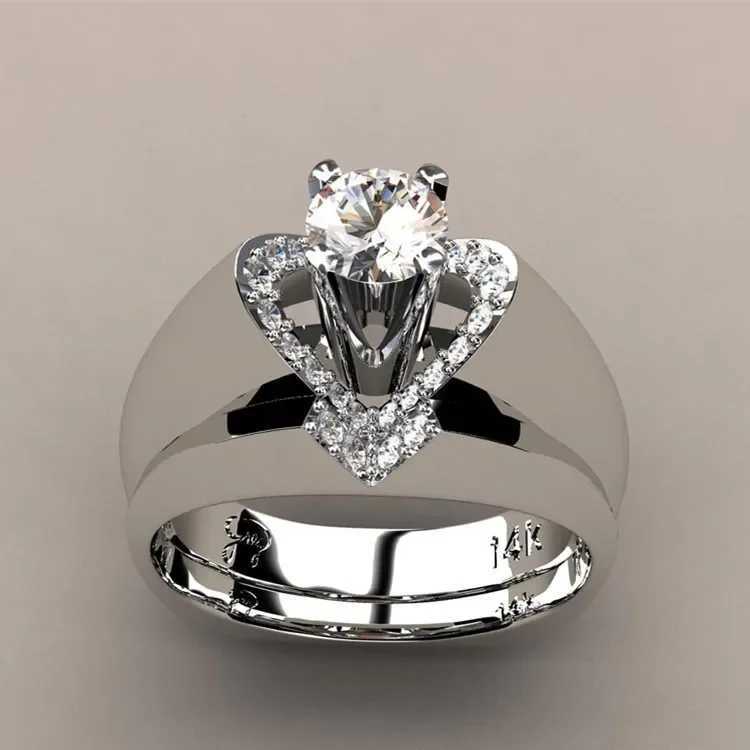 Fashion Female Crystal White Wedding Ring Set Luxury 925 Sterling Heart Promise Engagement Bridal Wedding Plata Rings for WomenXJ250104