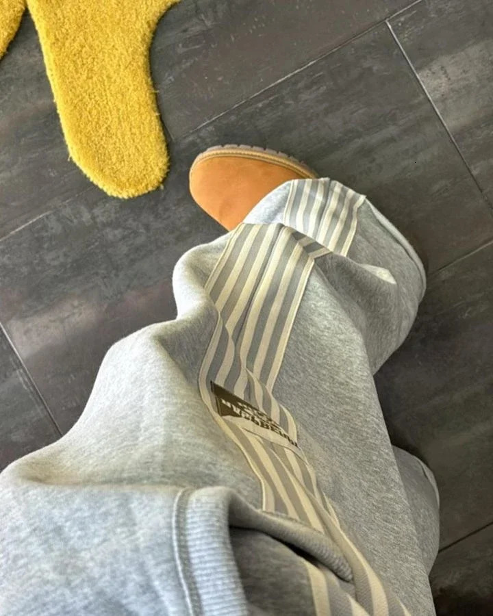 Street wear sports pants Y2K Pants Gothic hip-hop retro striped pocket casual pants mens elastic waist jogging Trouser 250103