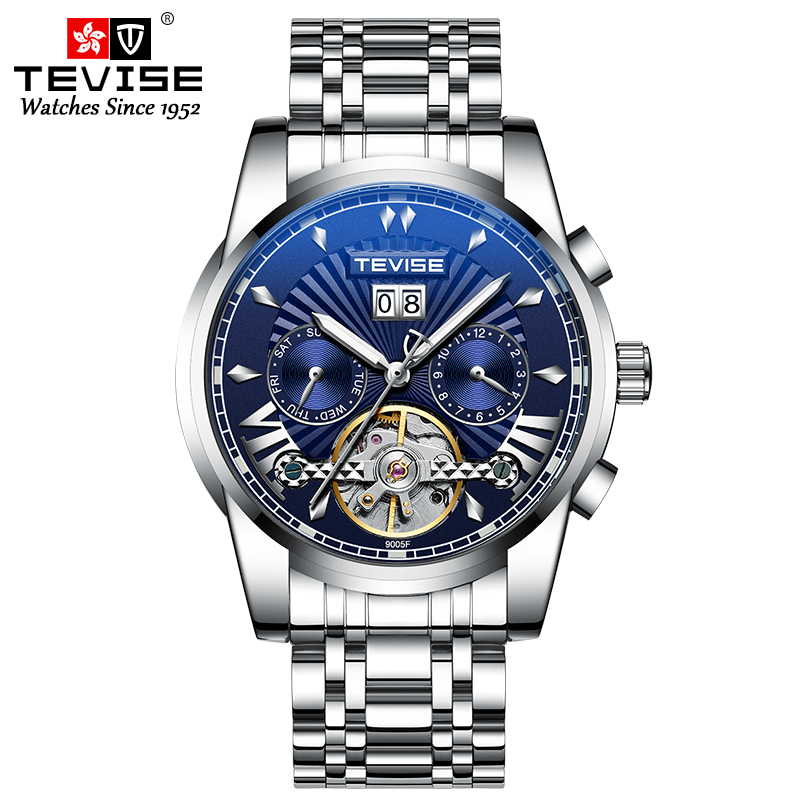 TEVISE Mechanical Watch Fashion Trendsetter Mens Automatic Wristwatch Luminous Waterproof Watch T026- T9005F
