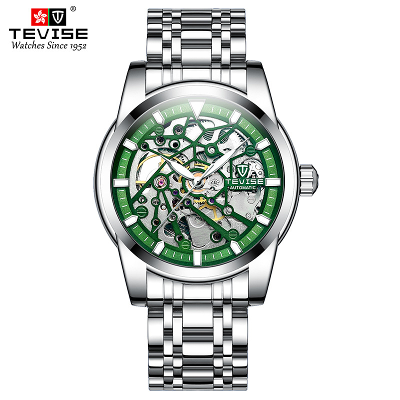 TEVISE Mechanical Watch Tourbillon Hollow-out Design Luminous Function Automatic High-end Business Brand Wristwatch T025 T9005E