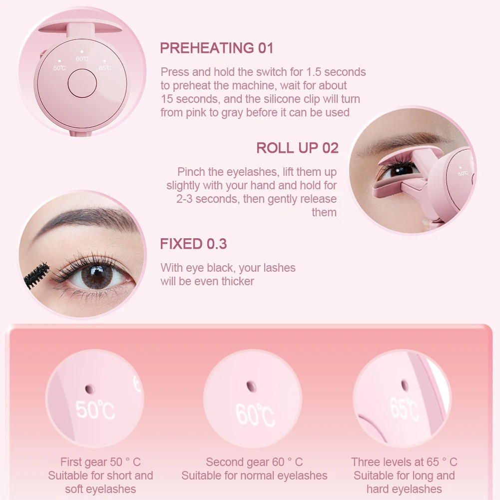 Electric Eyelash Curler Heating Tool USB Rechargeable Portable Eyelash Clipper for Curling Heated Eyelash Curler Cosmetic Tools 241226