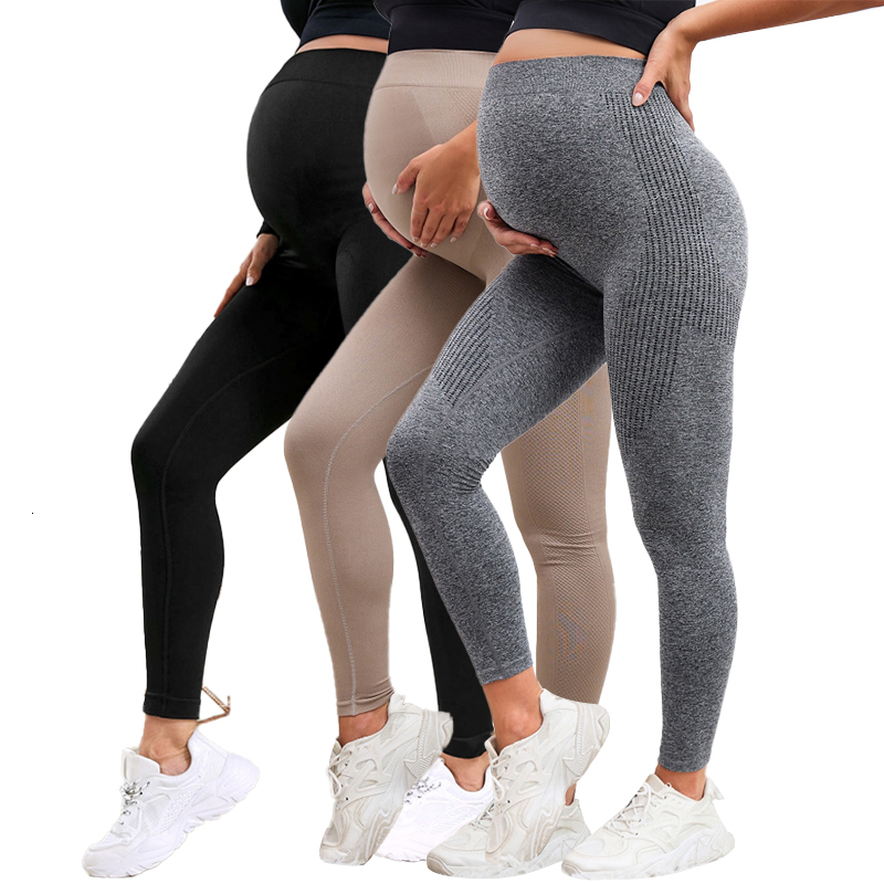 Elastic High Waist Maternity Leggings Skinny For Pregnant Women Belly Support Postpartum Leggins Body Shaper Fiess Trousers