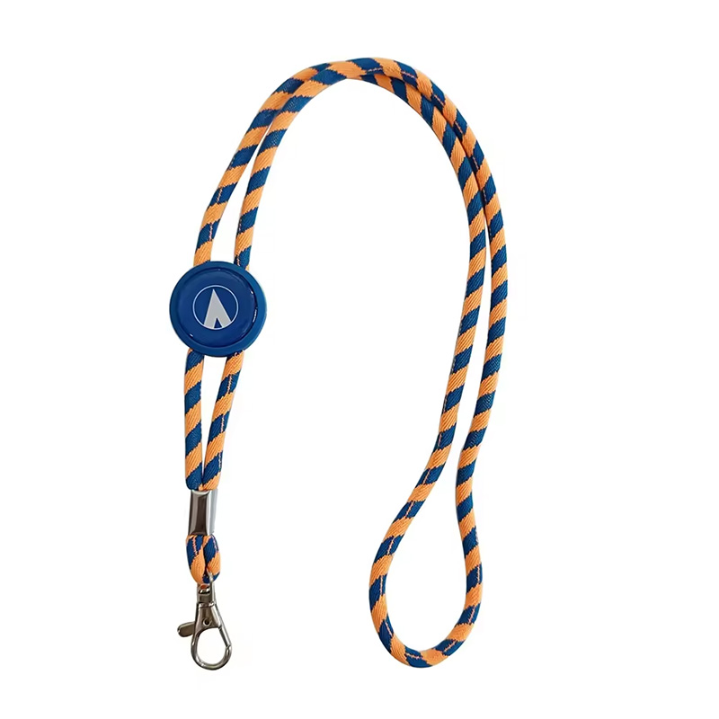 Factory Custom Epoxy Logo Badge Round Rope Neck Lanyard Adjustable Polyester Cord Strap