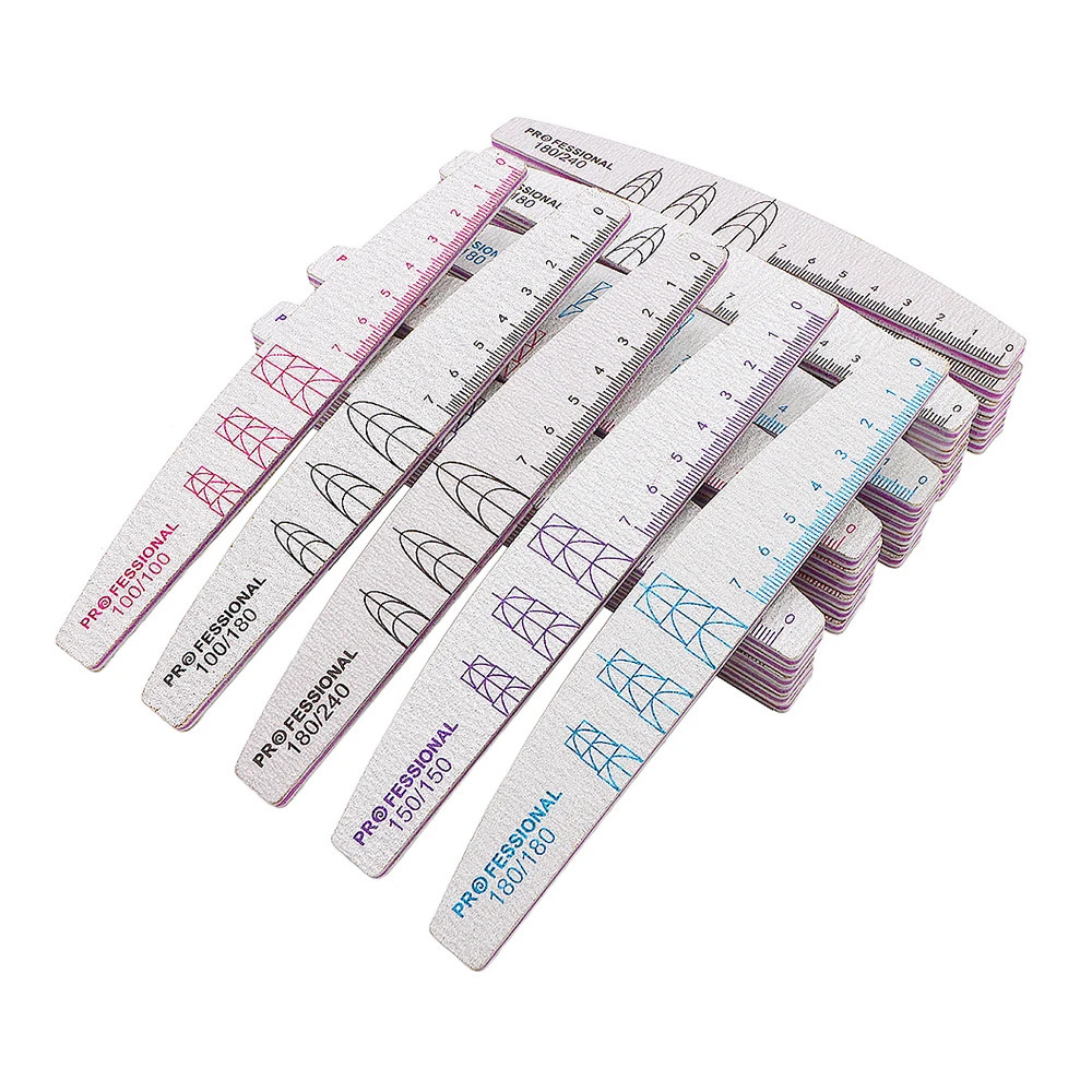 Nail File Buffer 100180240 Grit Half Moon Files Double Side Sandpaper Sanding Grinding Gel Polish Manicure Tool 241230