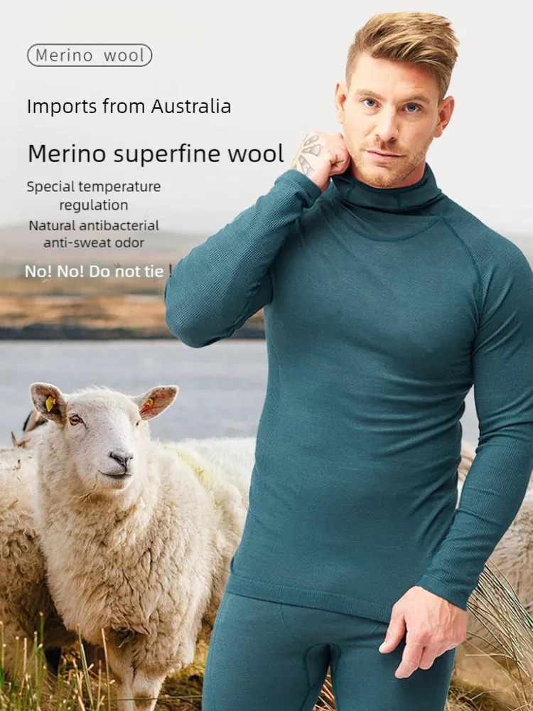 Outdoor mens and womens ski base set Merino wool thermal underwear multifunctional compression clothes running training cloth 250102