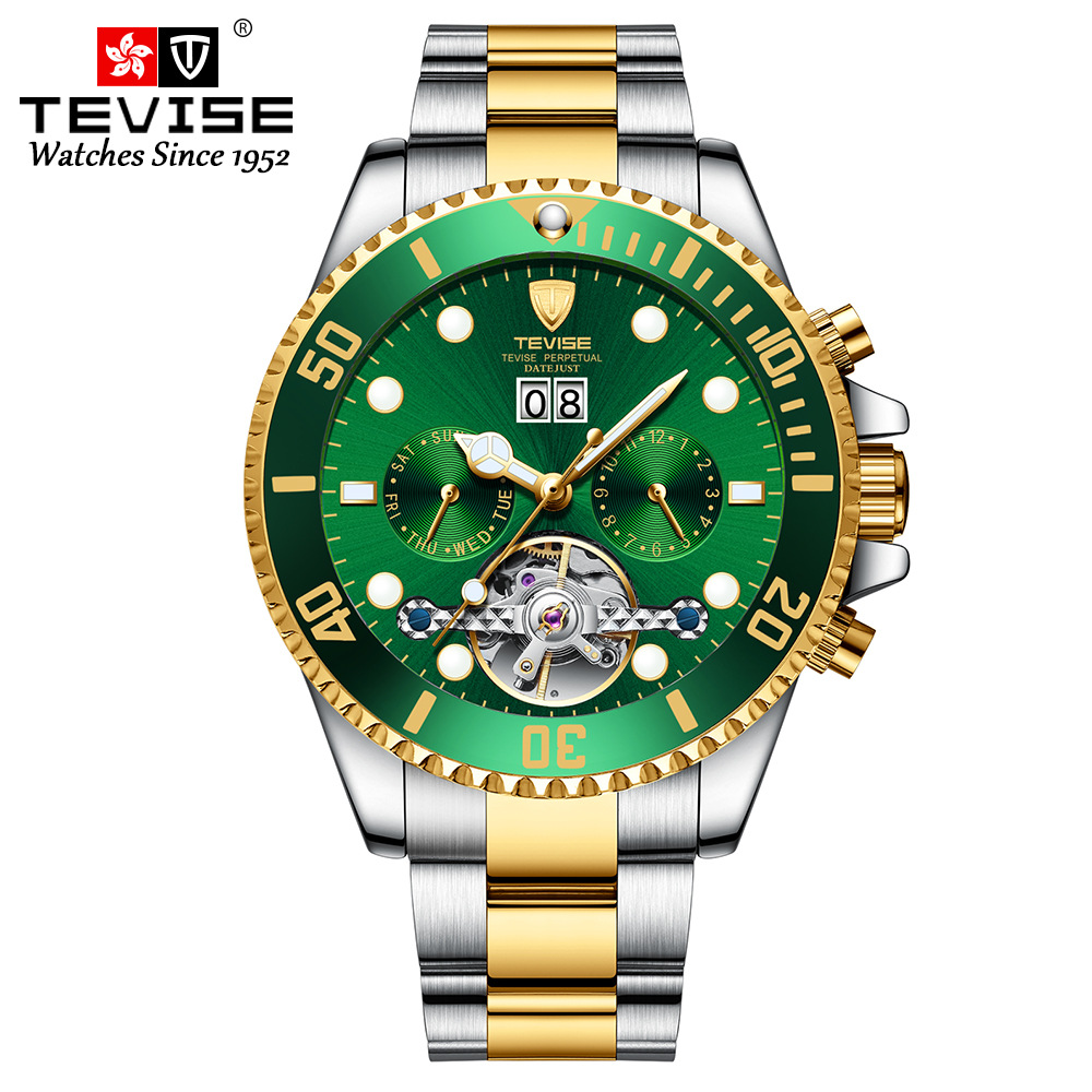 TEVISE Water Ghost Watch for Men Fully Automatic Mechanical Watch Tourbillon Fashion Watch Men T022 T823F