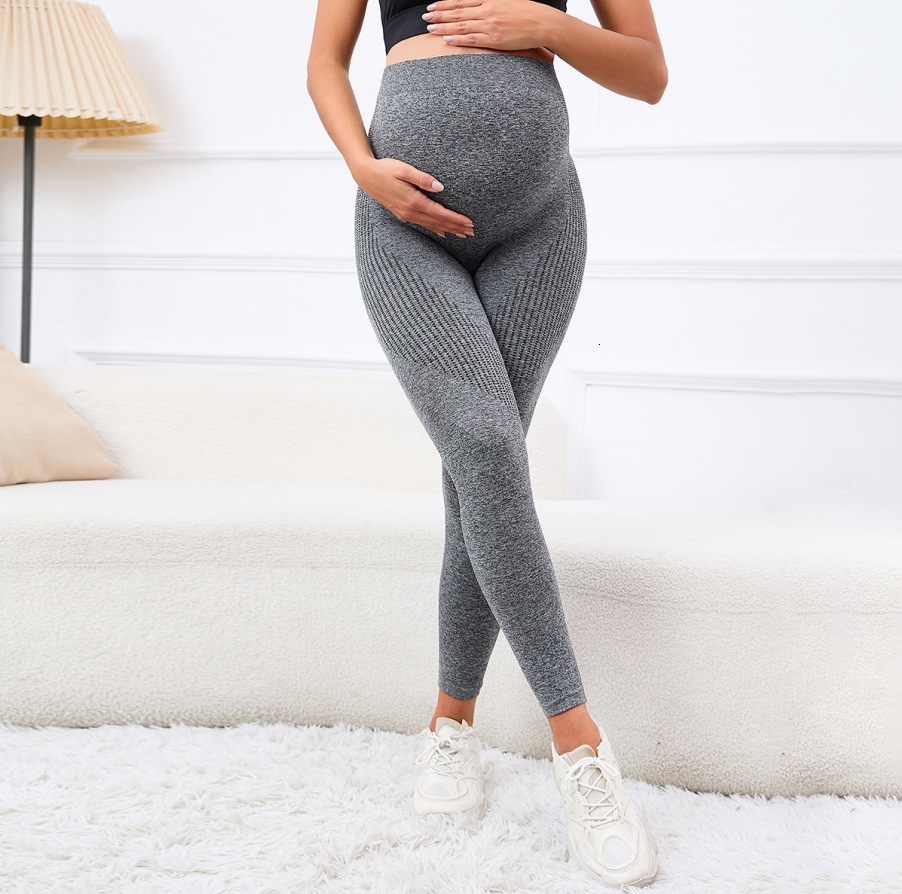 Elastic High Waist Maternity Leggings Skinny For Pregnant Women Belly Support Postpartum Leggins Body Shaper Fiess Trousers