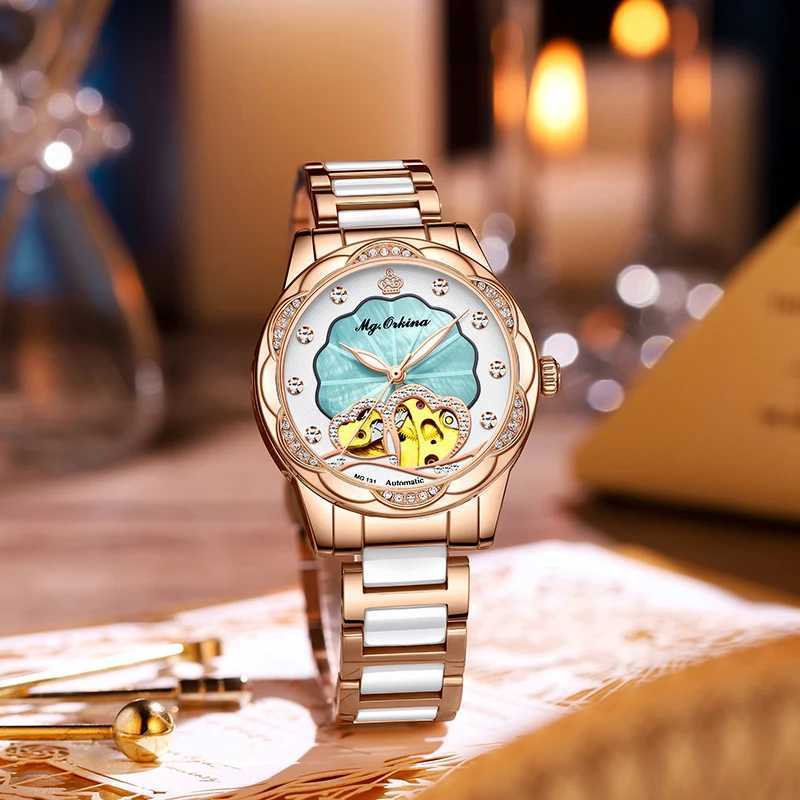 New Womens Wrist Luxury Brand Elegant Heart Hollow Mechanical Fashion Women Reloj Para Mujer W250104