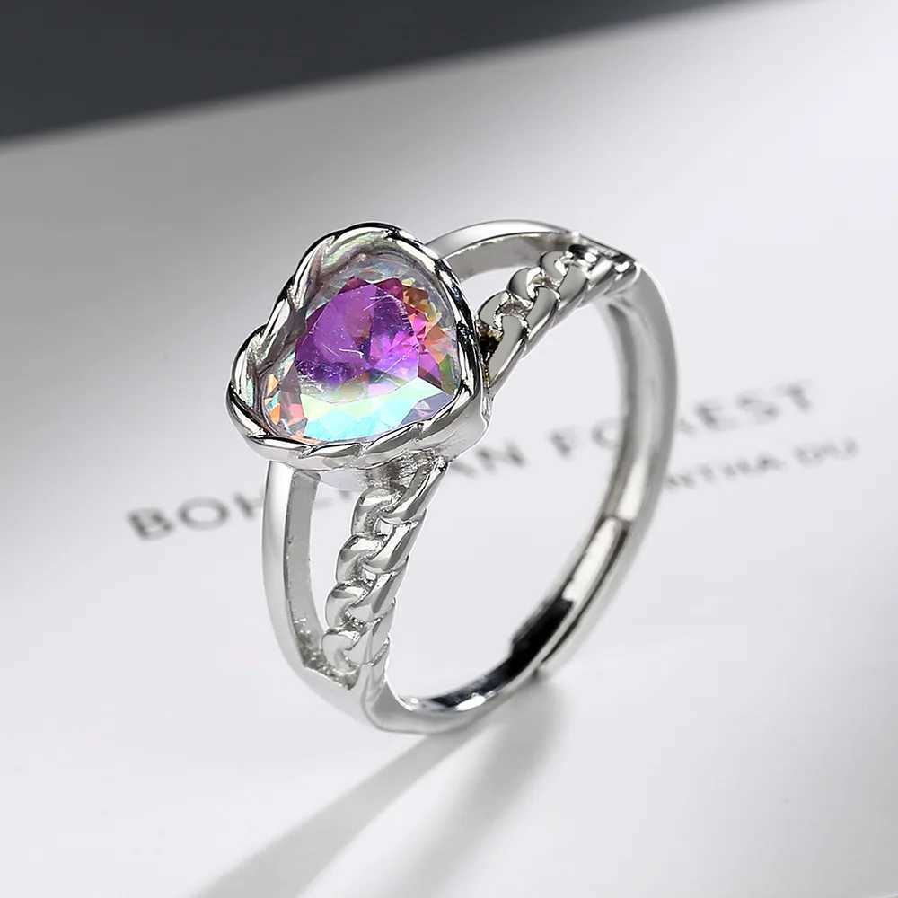 925 Sterling Silver Heart Crystal Adjustable Rings Wedding Luxury Jewelry For Women and Money 925XJ250514