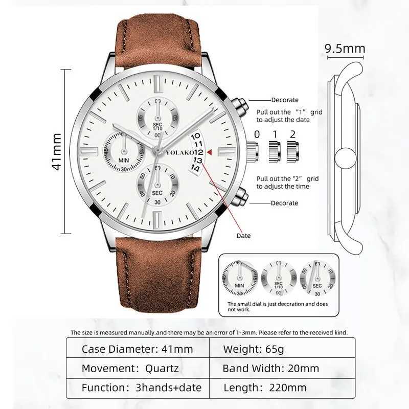 Luxury and fashionable mens military sports mens brown leather quartz wrist mens casual Relogio Masculino W250104
