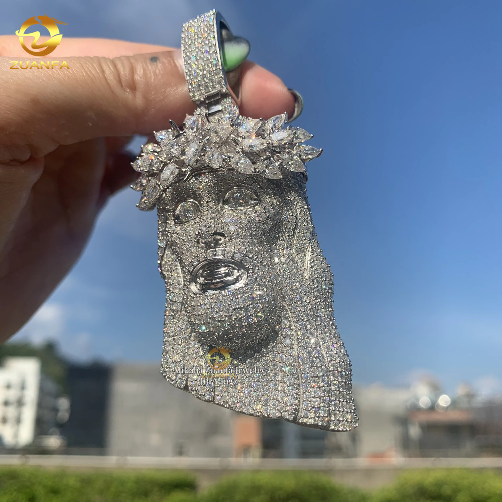 Exquisite Big Piece 3D Jesus Pendant Moissanite Pendants Iced Out Dias custom moissanite pendant Religious Jewelry