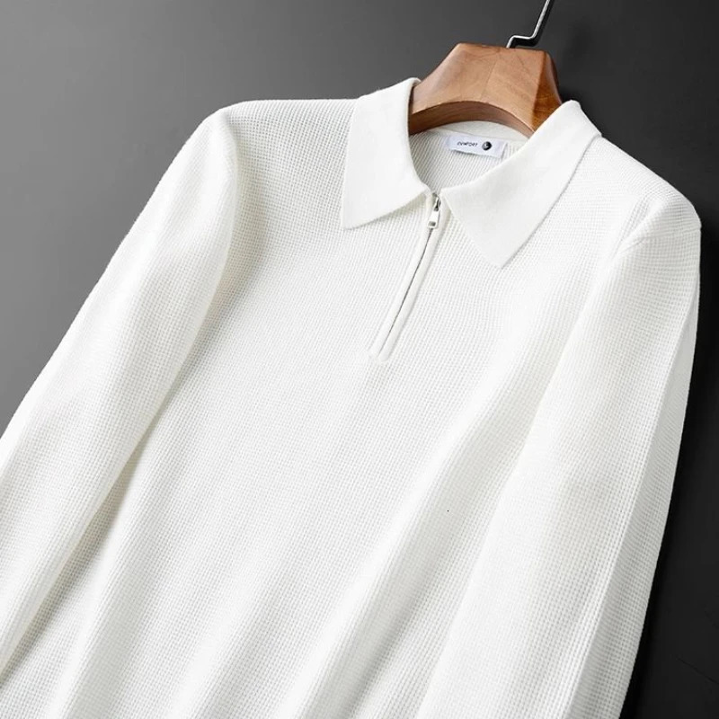 Knitted mens sportswear mens long sleeved polo T-shirt original Xxl 90s retro Korean leading Xl zipper 250103