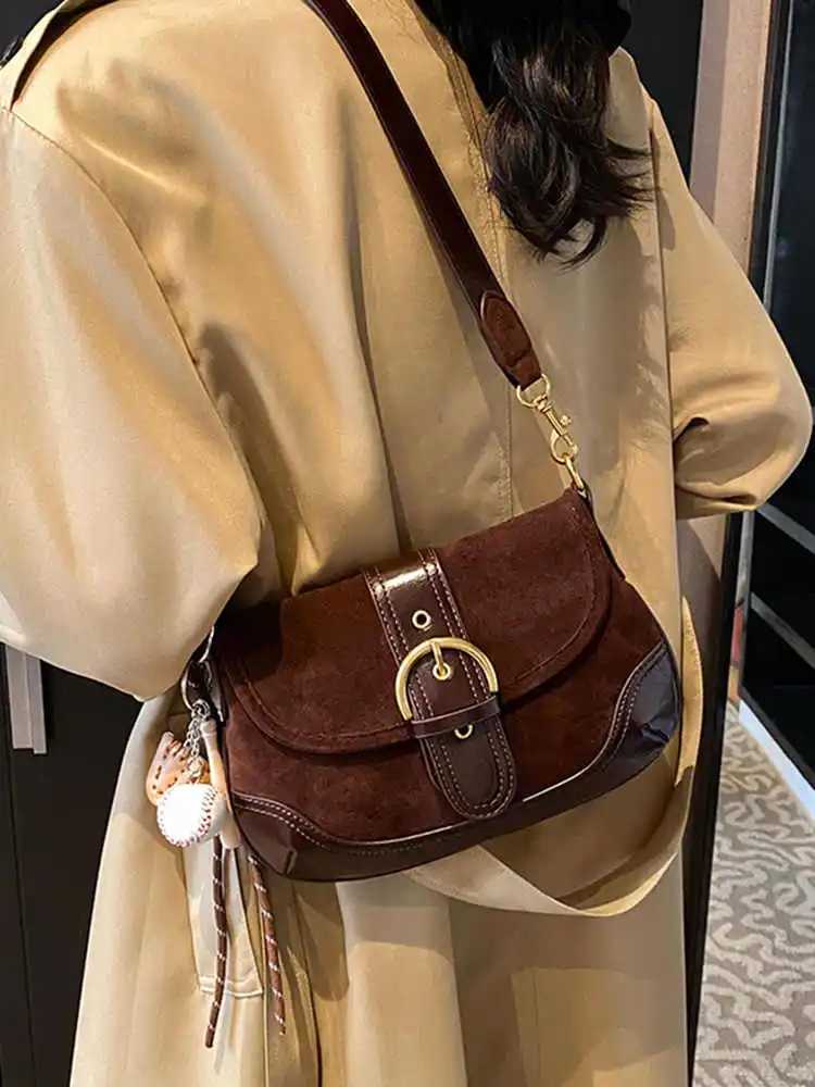 Frosted Wen Shoder Bag 2024 New Niche Design Flap Crossbody Bags Winter Lady Cmuter Handbags and Purse Y240102
