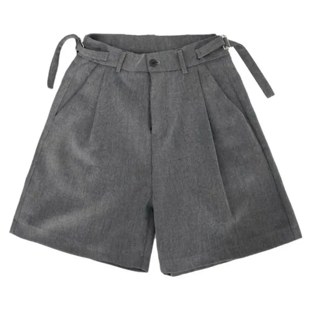 Fashion Casual Shorts Men Summer Korean Chic Wide Leg Trousers Male Knee-length Sashes Draped Loose Retro High Street 241224