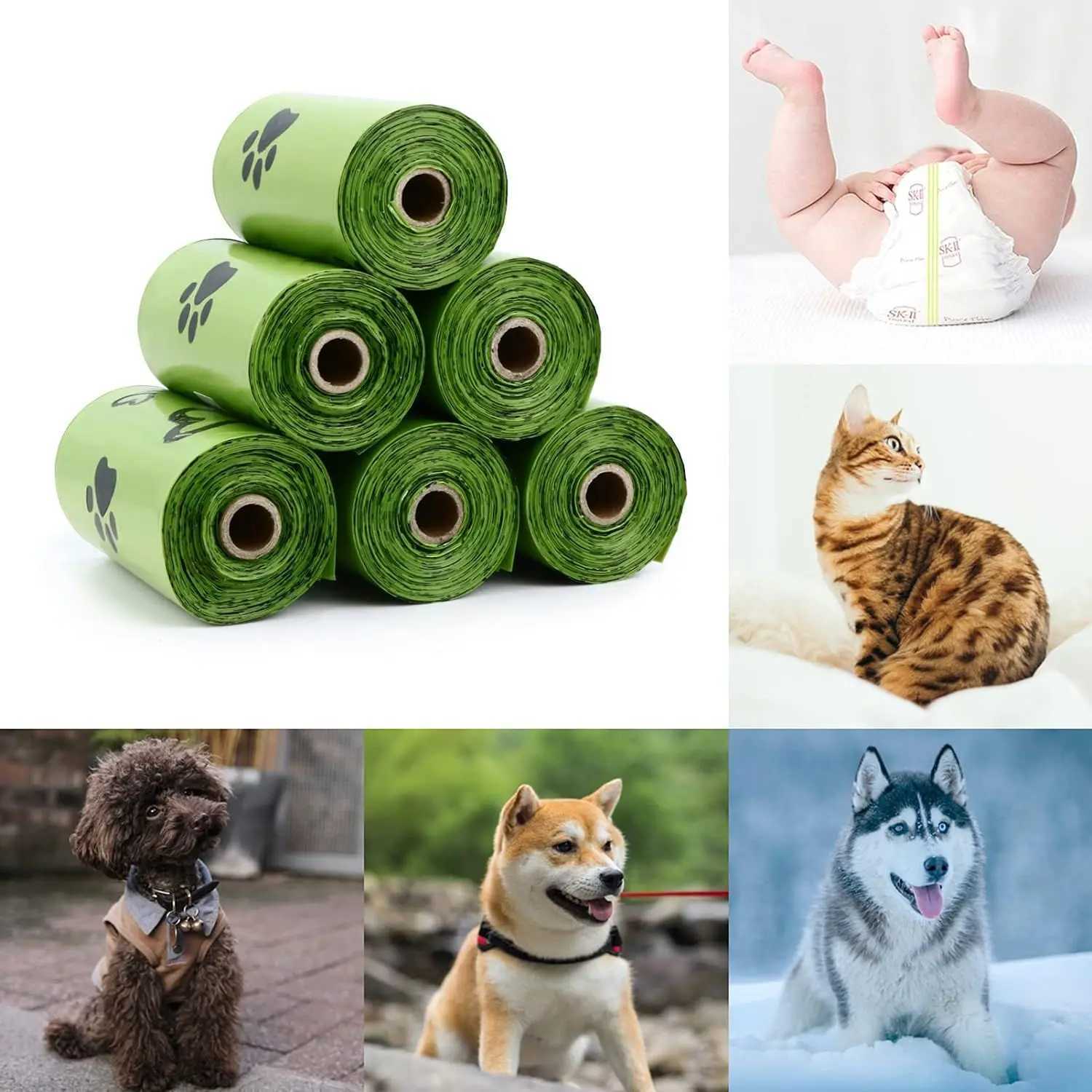 Biodegradable environmentally friendly dog poop bags leak-proof durable and portable pet waste bag filling rolls for both indooXJ250104