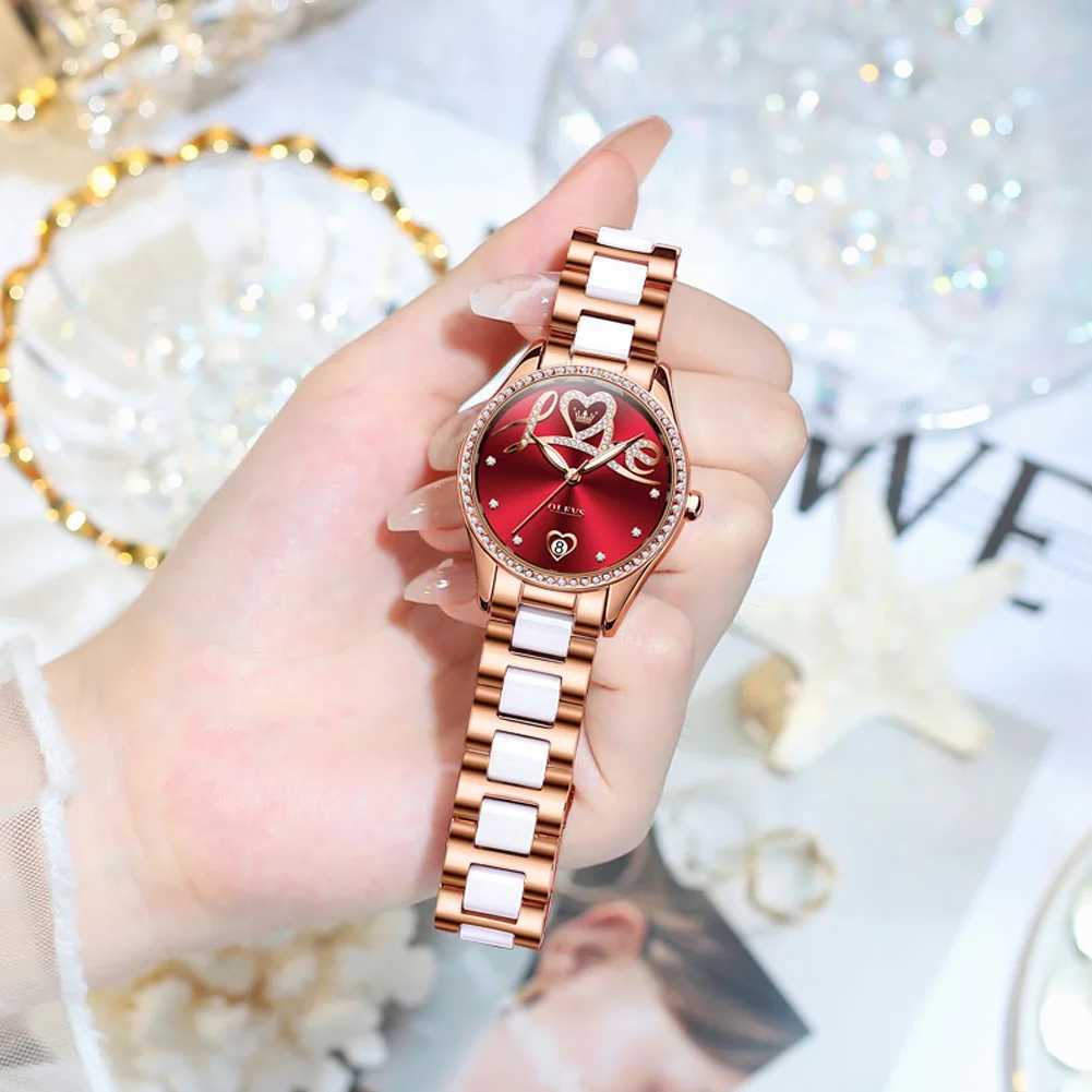 OLEVS Crystal Womens Top Waterproof Automatic Mechanical Womens Ceramic Womens Wrist Montre Women W250104