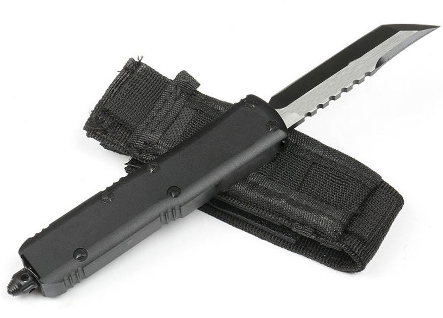 High End Tactical Knife D2 Black Oxide&Wire Drawing (Two-tone) Blade CNC Aviation Aluminum Handle EDC Pocket Knives With Nylon Bag
