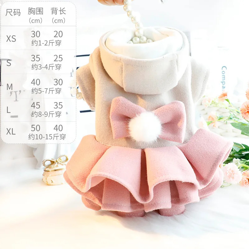Pet Clothing Autumn Winter Dress Cat and Dog Woolen Cloth Fleece Princess Dress Pink Purple Warm Hoodie Coat 250103