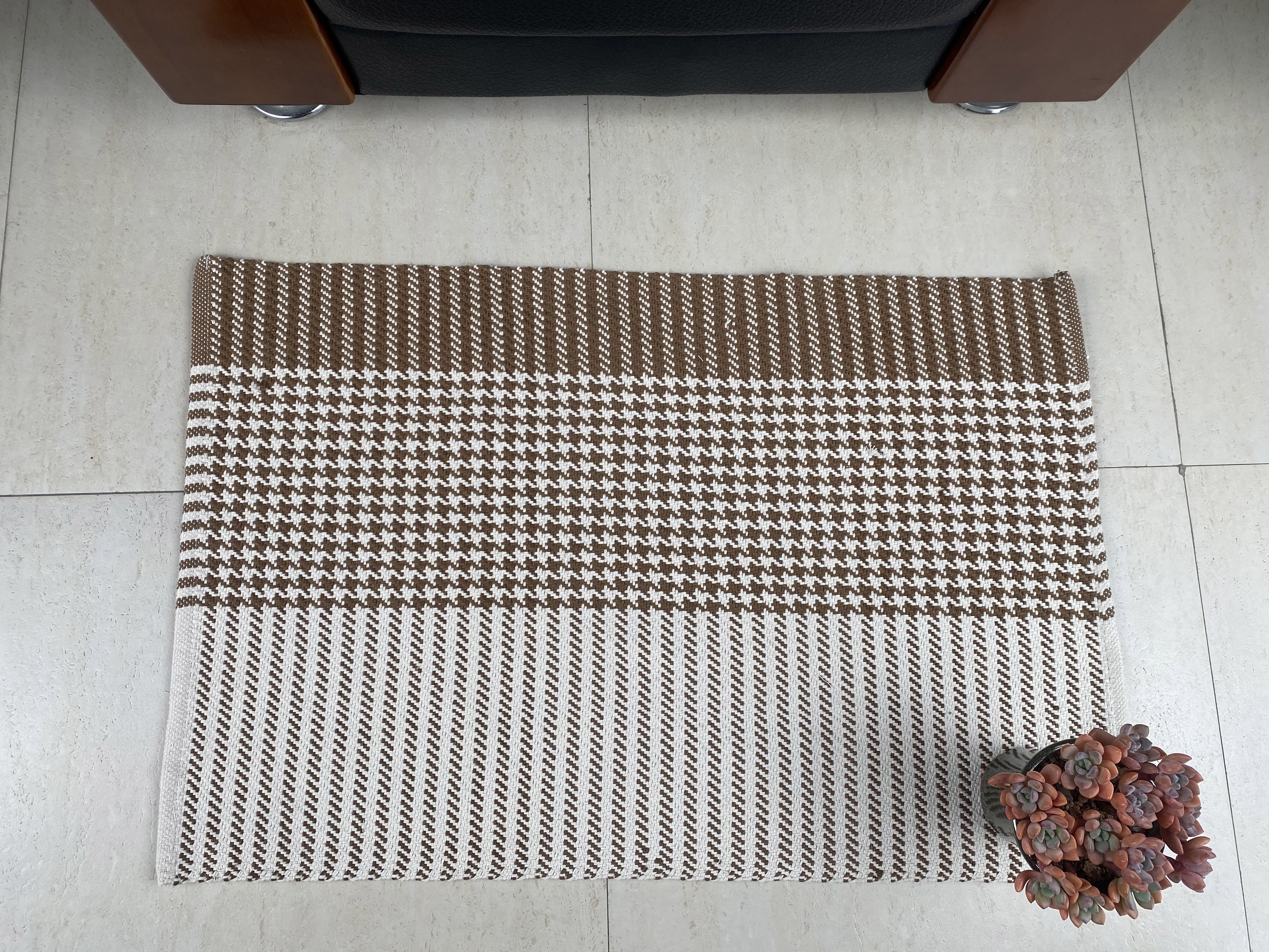 Brown-Colored Handwoven Cotton Floor Mat - Artistic Design & Robust Construction