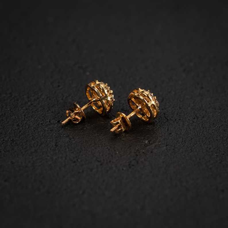 14K Gold VVS Moissanite Iced Out Hiphop Men Women Cluster Custom Earring Sparkling Moissanite Earrings