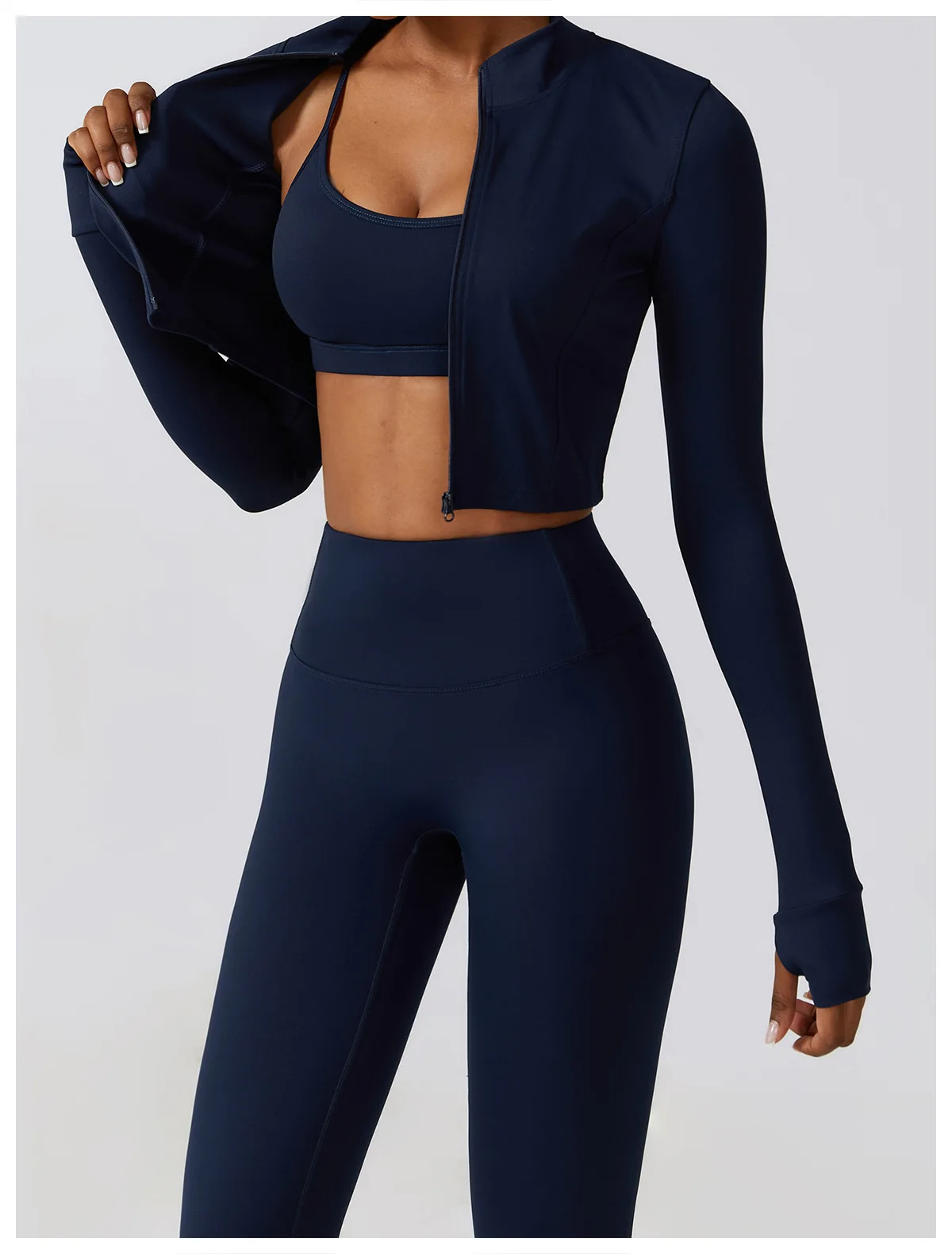 Workout Clothes Athletic Wear Sports Gym Legging Seamless Fiess Bra Crop Top Long Sleeve Yoga Suit