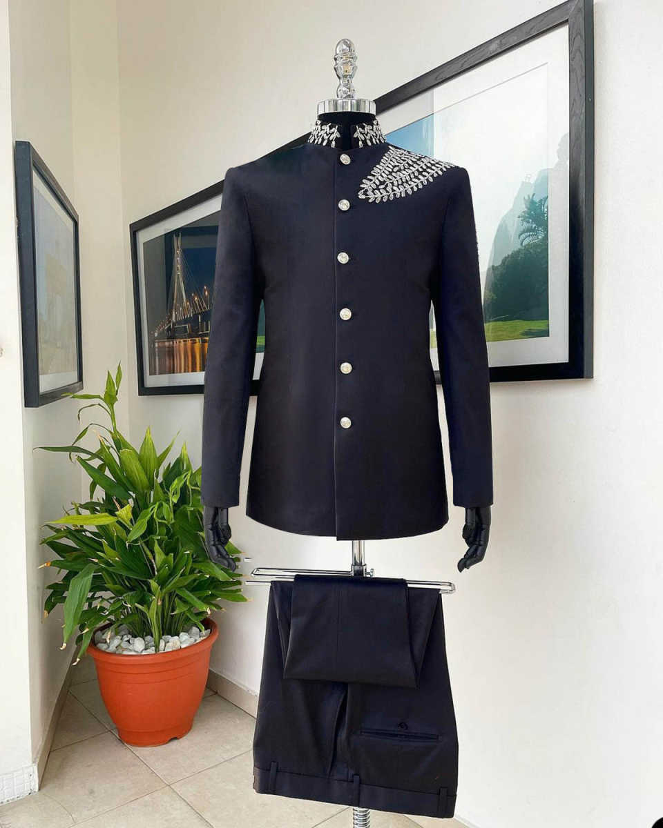 Customize Slim Fit Groom Tuxedos Designer New Fashion Two-Pieces Mens Suit Appliques Customized Business Casual Pockets Bridegroom Tailor Made Coat Pa