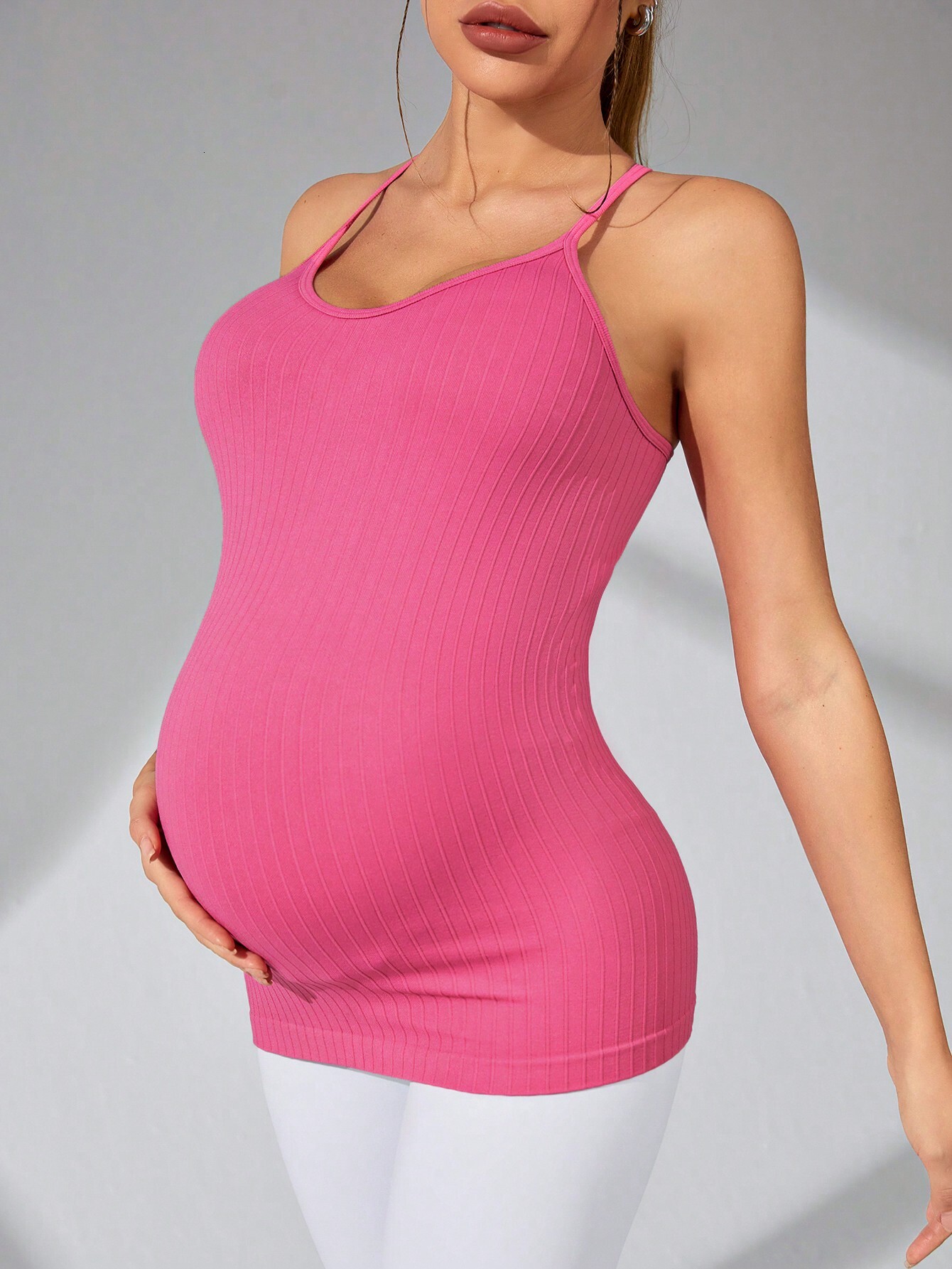 Tank For Women Ruched Sleeveless Basic Tops Maternity Shirt Vest Pregnancy Tee