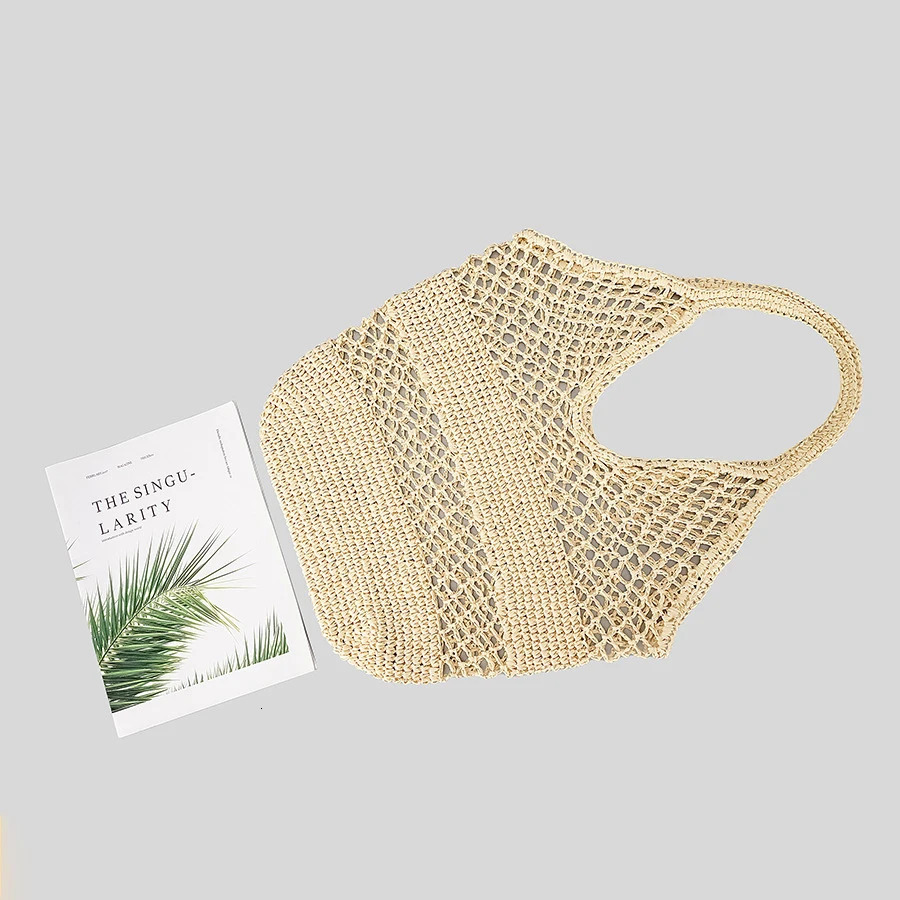 Casual Hollow Straw Women Shoulder Bags Paper Woven Lady Handbags Handmade Summer Beach Large Tote Bag Big Shopper Purses 250102