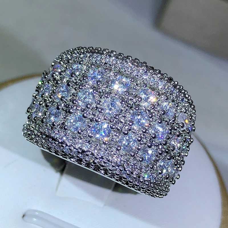 New luxury round 925 sterling silver pendant zircon engagement ring womens anniversary gift jewelry bulk salesXJ250412