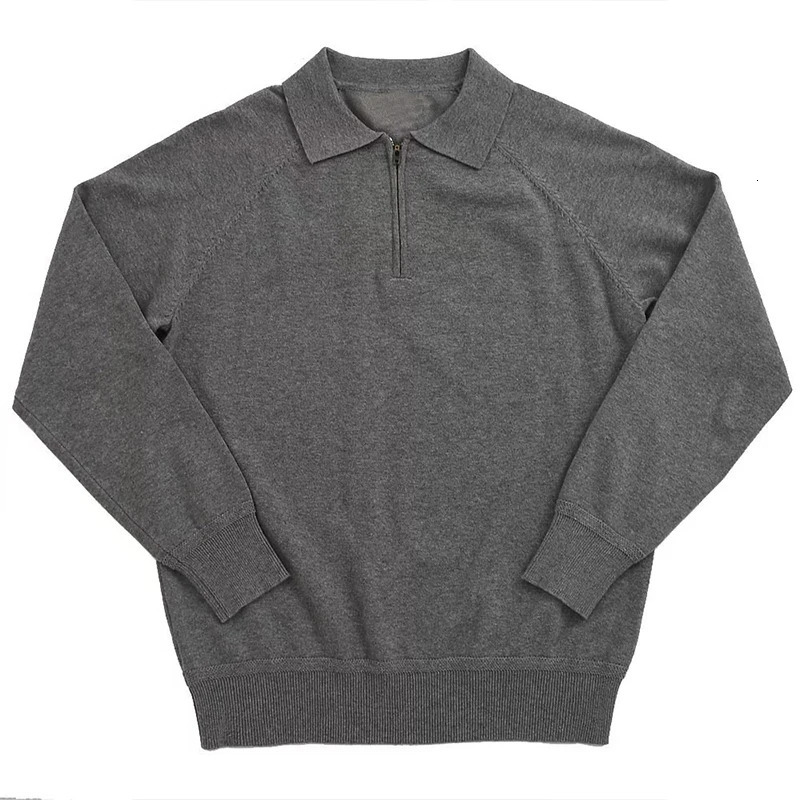 Autumn clothing mens knitted polo shirt casual fashion zipper solid color long sleeved zipper casual shirt 250103