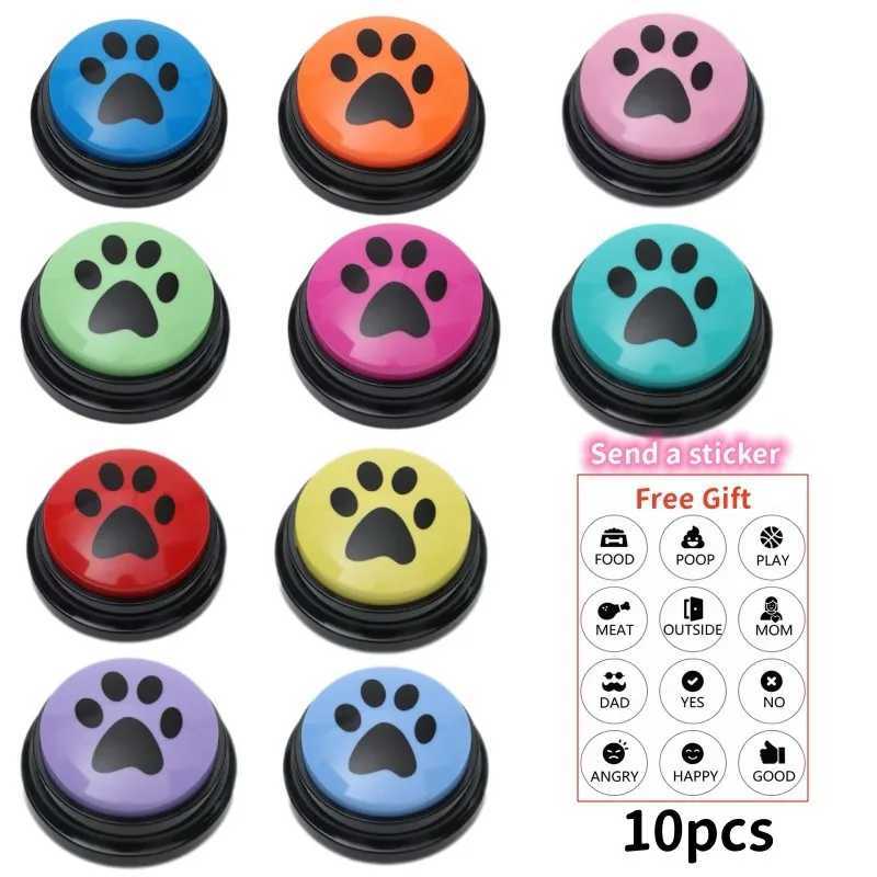 Others Dog Toys Chews 4/8/10pcs Dog Training Button Recordable Pet Communication Dog Toys Dog Talking Button Cute Claw Print Pattern Dog Accessories H