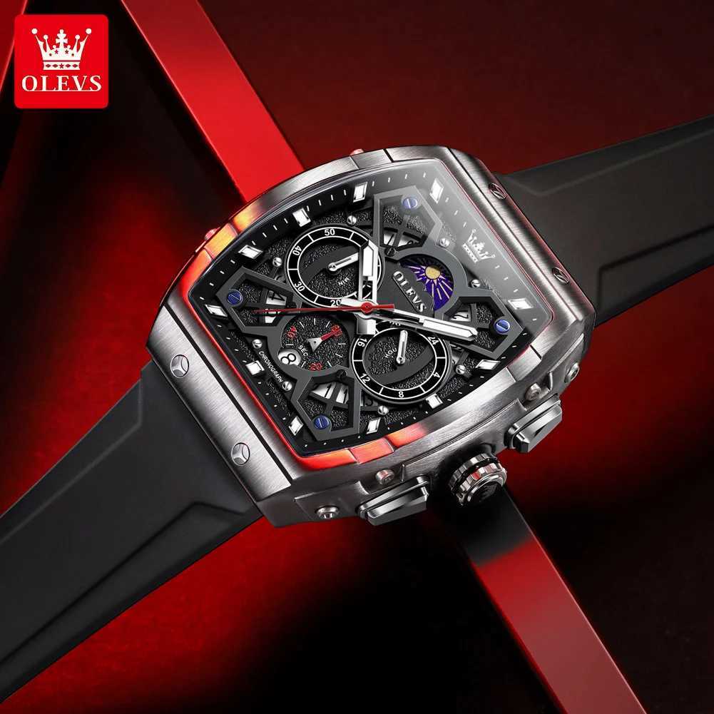 OLEVS 2942 Mens Hollow ES Quartz Waterproof Luminous ES Mens Fashion Design with Sile Str W250104