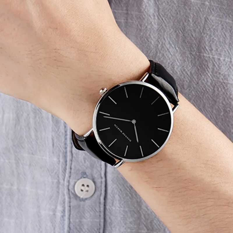 Hannah Martin Brand Jan Quartz Mens Waterproof Watch Fashion Luxury Ultra Thin Leather Creative Mens Watch W250104