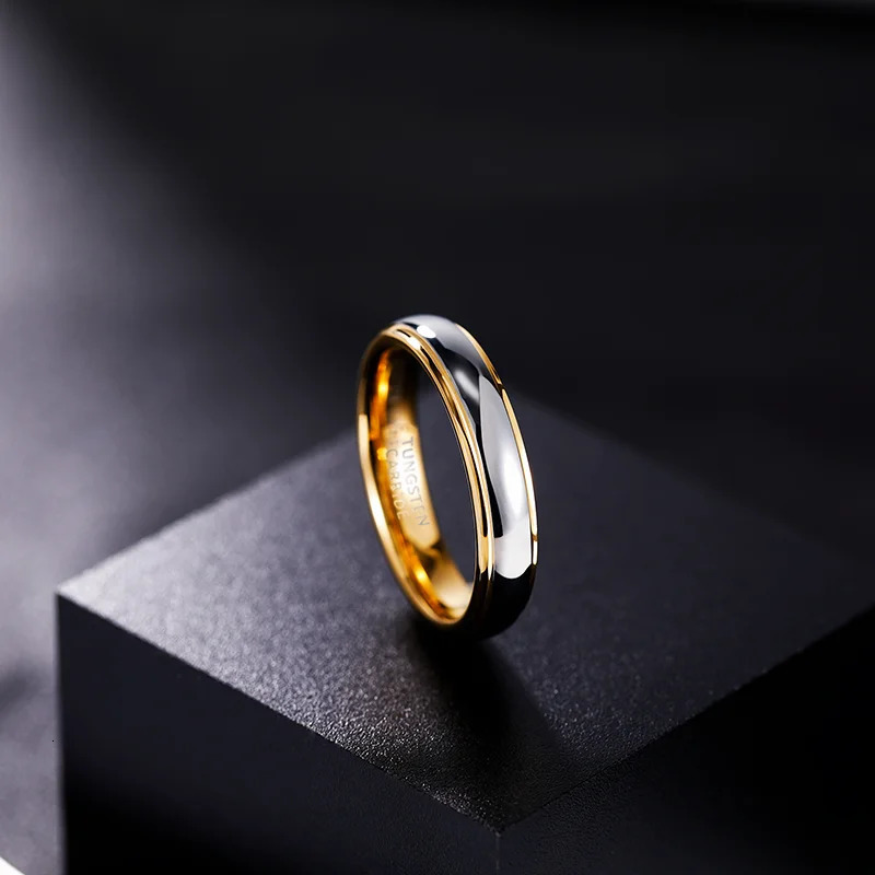Tigrade 4mm/6mm Men Women Tungsten Carbide Ring Gold Plated Polished Rings Engagement Wedding Bands For Lover Couple 250103