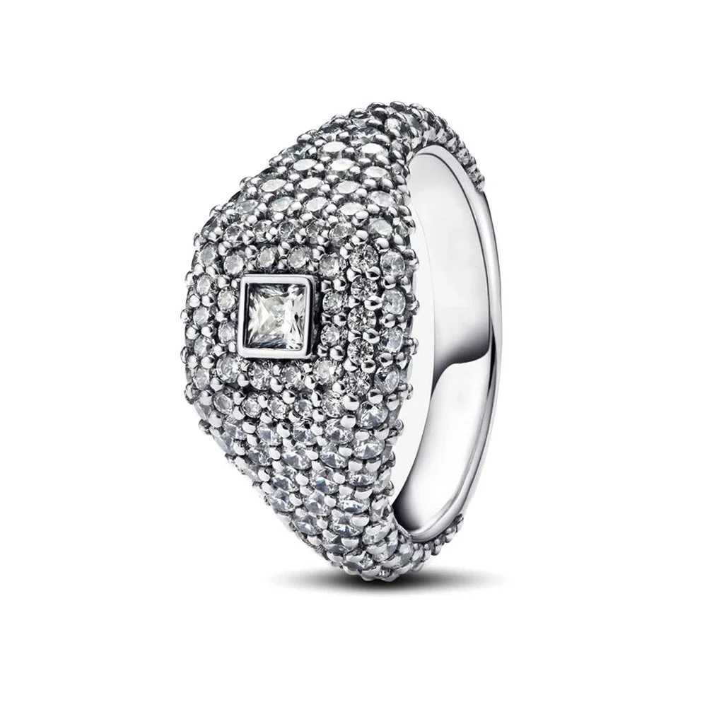 New Full Diamond Square Cocktail Ring Cubic Zircon Sparkling Ring for Womens Wedding Valentines Day Ring Gift Jewelry MakingXJ250104