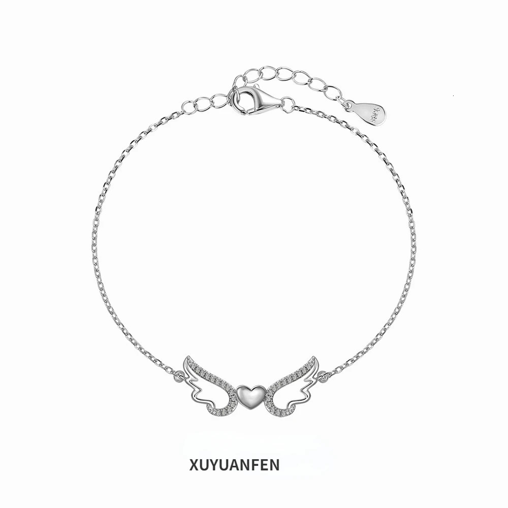 Xuyuanfen Cross Border Spot S925 sterling silver bracelet for women Instagram style crowd love angel wings zircon 250102
