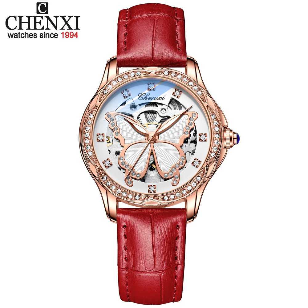 CHENXI New Womens Automatic Luxury Dr Leather Waterproof Womens Wrist Mechanical Quartz Watch W250104