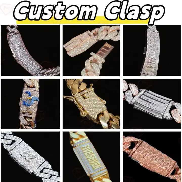 Custom 16mm Cuban Link Chain Iced Out Chain 925 Silver Hiphop VVS Miami Moissanite Cuban Chain