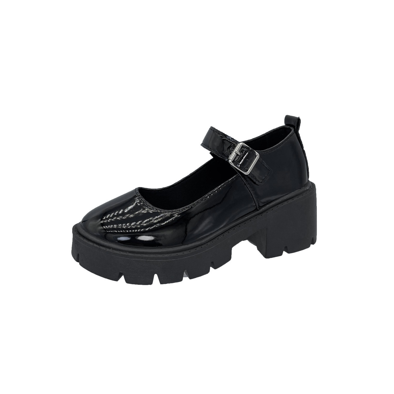 Toe Ddmywed Round Thick Heel Button Casual Small Leather For Women S Summer New British Style Student Shallow Cut Low Top Single Shoes Chinese Brand F
