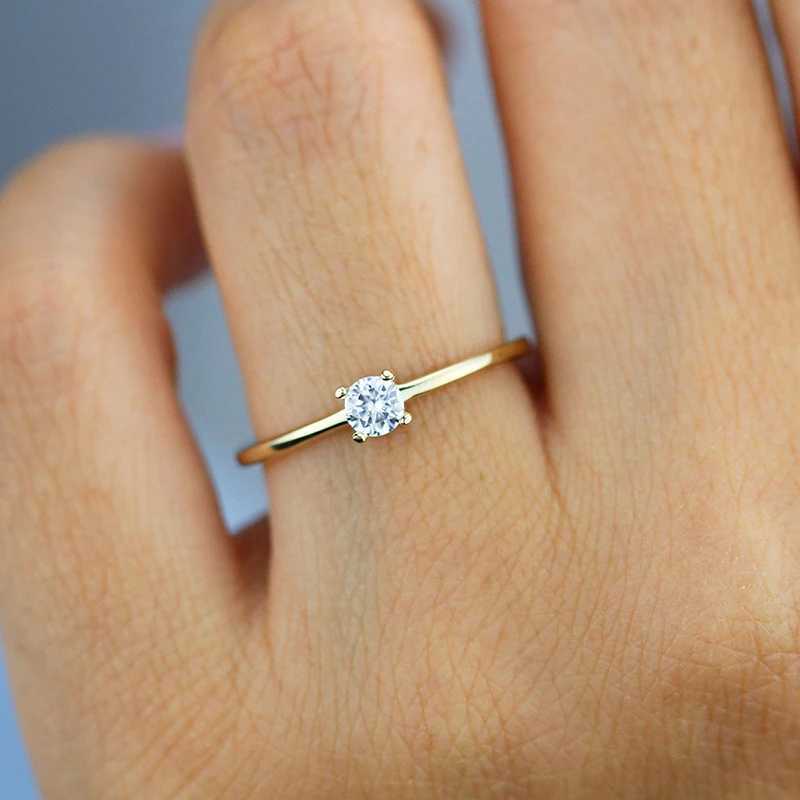 J 18K Gold Zircon Simple Round Rings for Women Real 925 Sterling Silver Original Party Wedding Luxury Quality Fine JewelryXJ250104