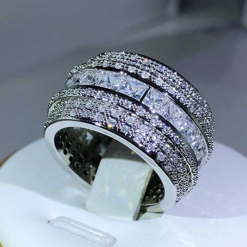 Elegant 925 Sterling Silver Exquisite White Zircon Stone Ring Finger Rings For Women Valentines Day GiftsXJ250104