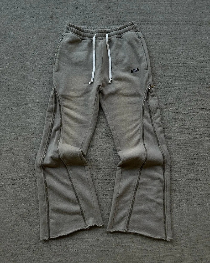 2025 Personalized Double Zipper Micro Flash Pants Mens Y2K Pants Retro Fashion Street Couple Casual Pants 250103