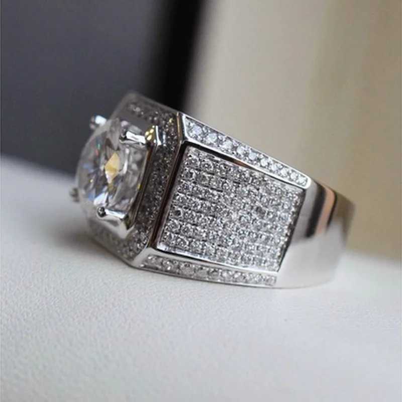 Luxury 925 Sterling Silver Ring With Zircon Crystal Ring For Men Jewelry GiftXJ250104