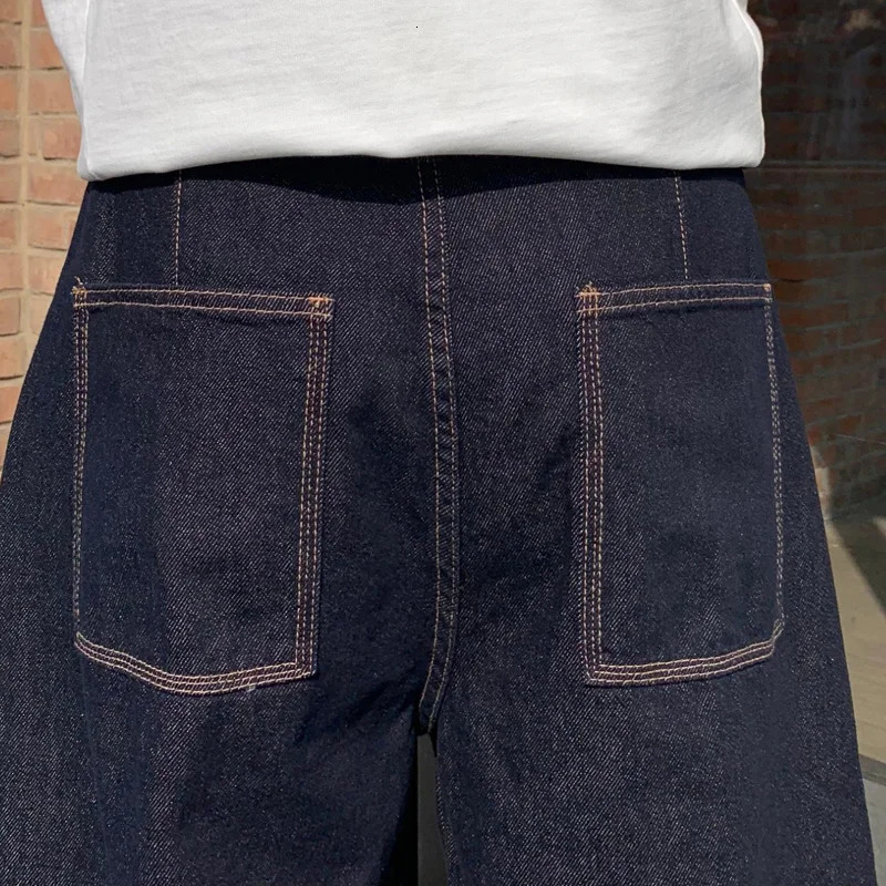 Men Belt Streetwear Fashion Loose Casual Wide Leg Cargo Denim Jeans Pant City Plus Size Baggy Jeans Trousers 241230