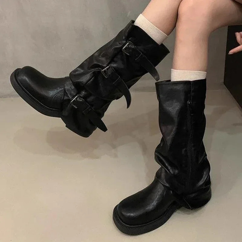 Platform Women High Boots Winter er Knee High Walking Shoes Women 2024 Trend Chelsea Boots Dress Mujer Zapatos Botas 250103